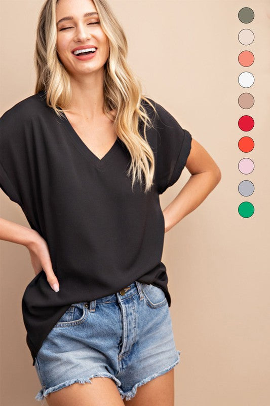 Back in Black V Neck Top - Style & Grace Co