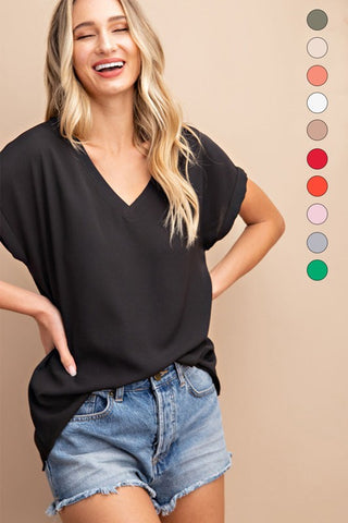 Back in Black V Neck Top - Style & Grace Co