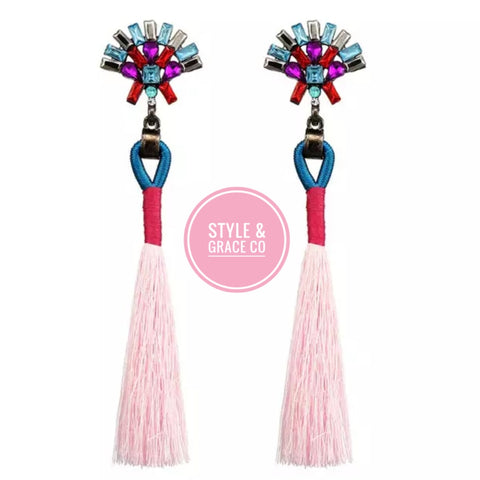Let's Dance Tassel Earring - Baby Pink - Style & Grace Co