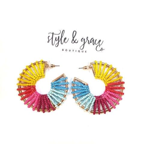 Take Me Away Beaded Hoop Earrings - Style & Grace Co