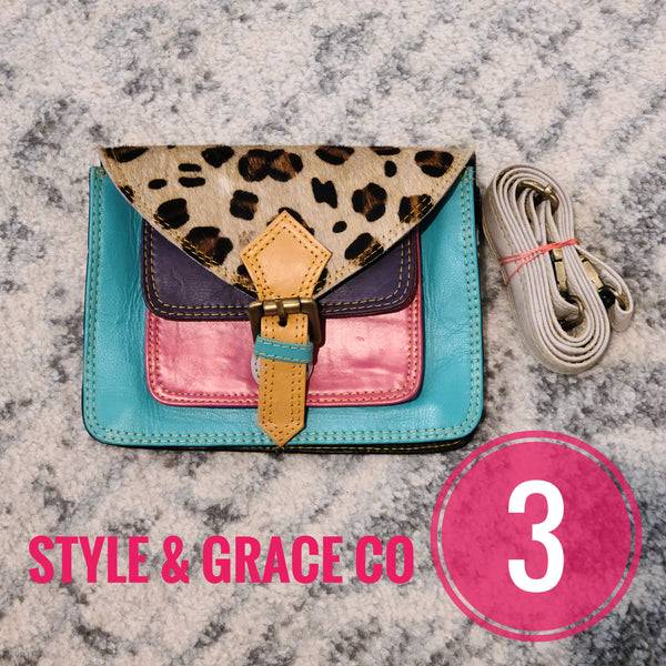 Juna Double Stitched Leather and Hair on Hide Crossbody - Style & Grace Co