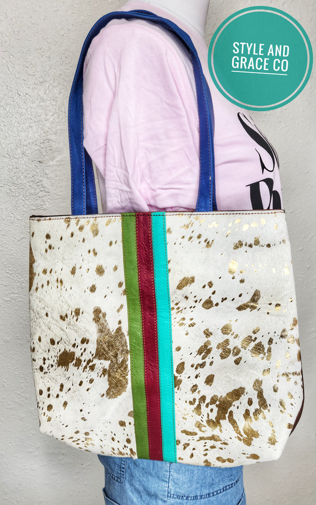 Perry Leather and Hair on Hide Tote Bag - Style & Grace Co