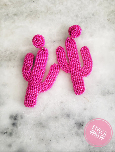 Beaded Cactus Earrings - Style & Grace Co
