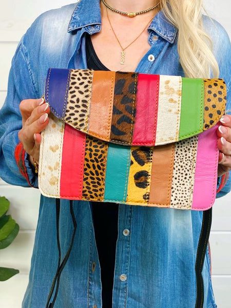 Flora Patchwork Leather and Hair on Hide Crossbody - Style & Grace Co