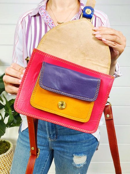 Juna Double Stitched Leather and Hair on Hide Crossbody - Style & Grace Co