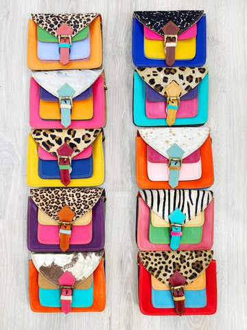 Juna Double Stitched Leather and Hair on Hide Crossbody - Style & Grace Co